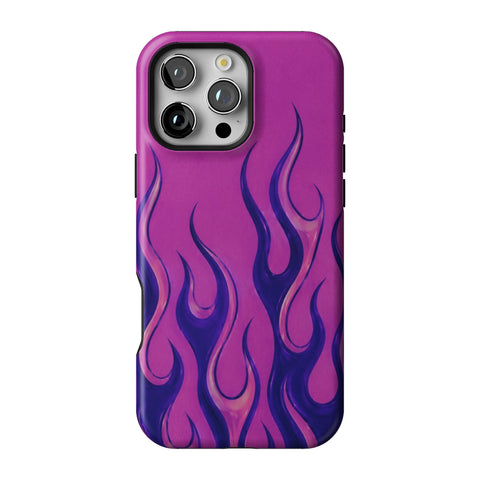 Purple Flames Y2K Tough Phone Case for iPhone 16 Pro Max