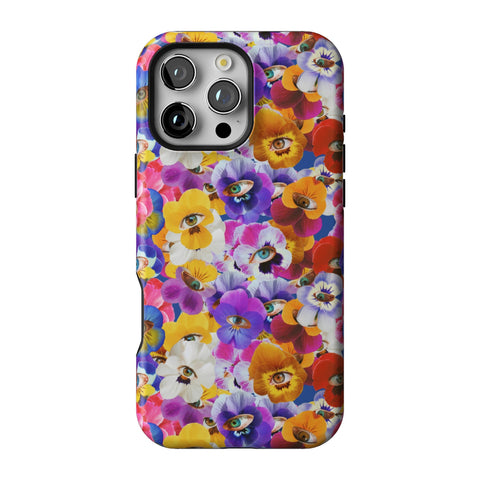 Pansy Eye Floral Tough Phone Case for iPhone 16 Pro Max