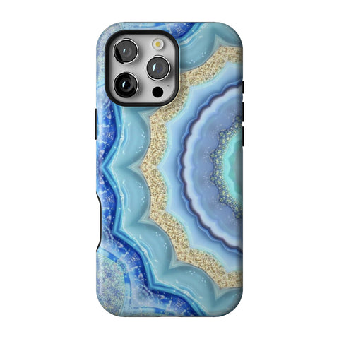 Blue Boho Tie Dye Tough Phone Case for iPhone 16 Pro Max
