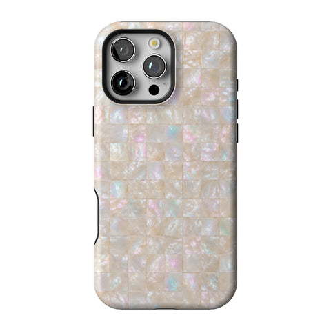 Opal Mother of Pearl Tile Print Tough Phone Case for iPhone 16 Pro Max