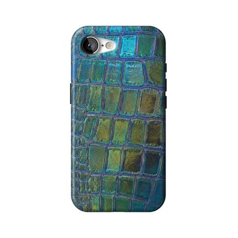 Teal Crocodile Print Tough Phone Case for iPhone 16e