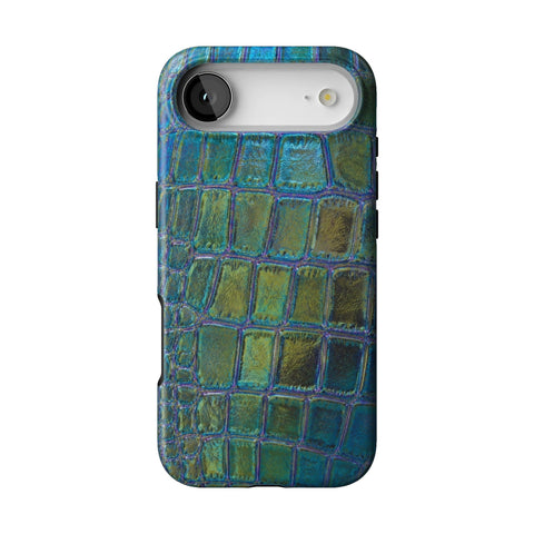 Teal Crocodile Print Tough Phone Case for iPhone 17 Air