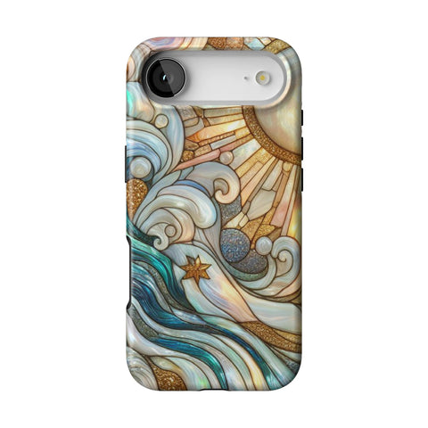 Waves & Sun Rays Stained Glass Illusion Print Tough Phone Case for iPhone 17 Air