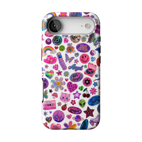 White Y2K Stickers Print Tough Phone Case for iPhone 17 Air
