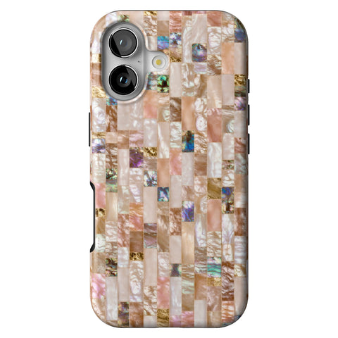 Rose Gold Abalone Shell Print Tough Phone Case for iPhone 17