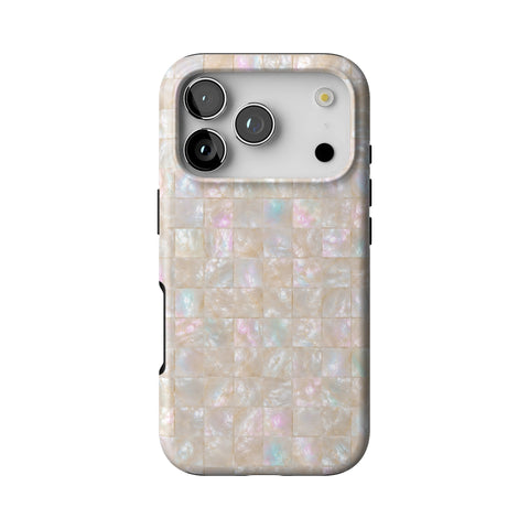 Opal Mother of Pearl Tile Print Tough Phone Case for iPhone 17 Pro