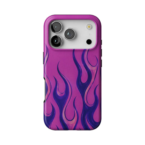 Purple Flames Y2K Tough Phone Case for iPhone 17 Pro