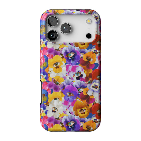 Pansy Eye Floral Tough Phone Case for iPhone 17 Pro Max