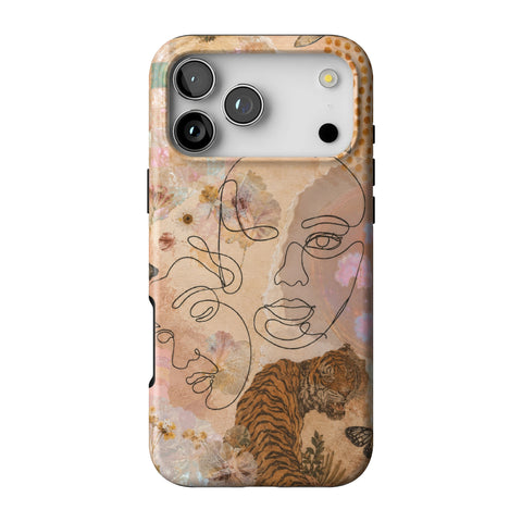 Line Art Faces Collage Tough Phone Case for iPhone 17 Pro Max