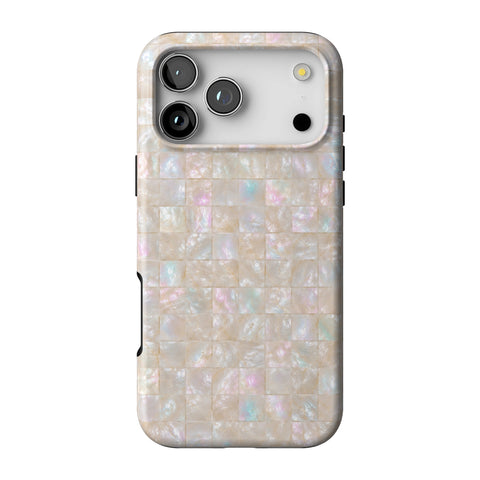 Opal Mother of Pearl Tile Print Tough Phone Case for iPhone 17 Pro Max