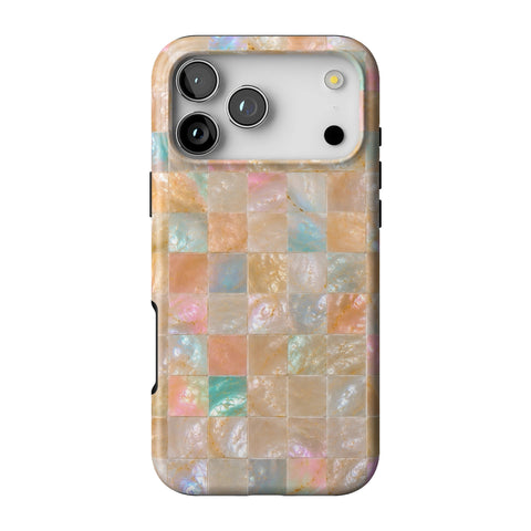 Peach Sorbet Tile Print Tough Phone Case for iPhone 17 Pro Max