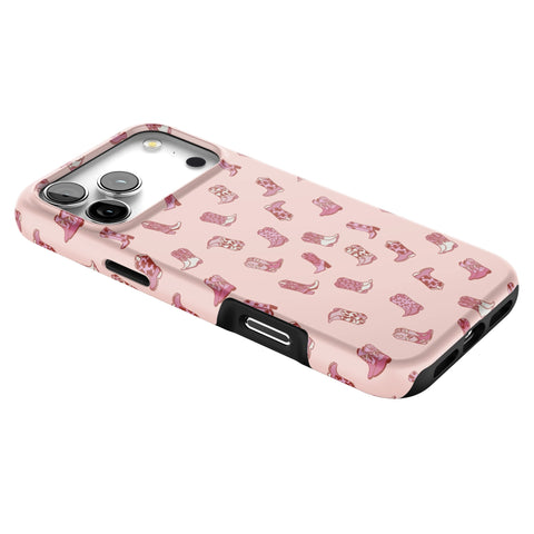 Pink Cowgirl Boots Tough Phone Case for iPhone 17 Pro Max (Feat)