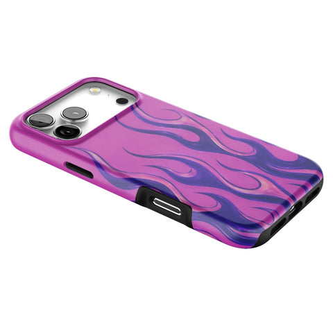 Purple Flames Y2K Tough Phone Case for iPhone 17 Pro Max (Feat)
