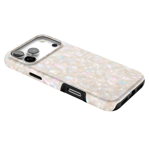 Opal Mother of Pearl Tile Print Tough Phone Case for iPhone 17 Pro Max (Feat)