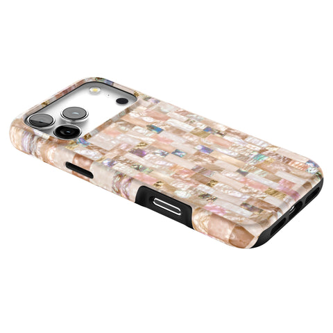 Rose Gold Abalone Shell Print Tough Phone Case for iPhone 17 Pro Max (Feat)