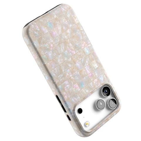 Opal Mother of Pearl Tile Print Tough Phone Case for iPhone 17 Pro Max (Feat)