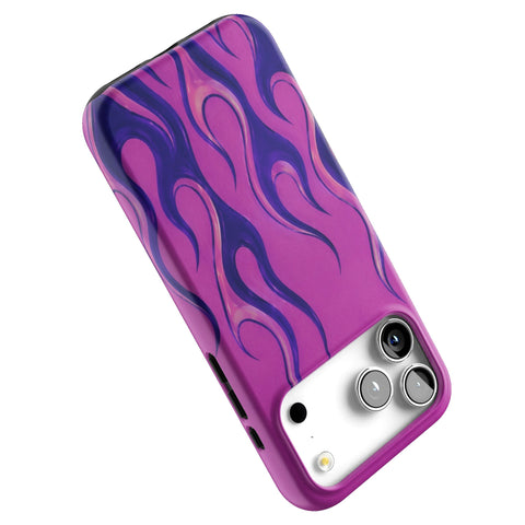 Purple Flames Y2K Tough Phone Case for iPhone 17 Pro Max (Feat)