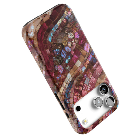 Garnet Stained Glass Print Tough Phone Case for iPhone 17 Pro Max (Feat)