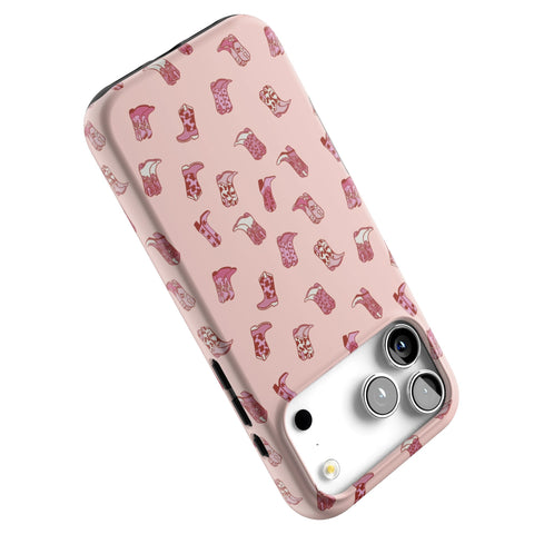 Pink Cowgirl Boots Tough Phone Case for iPhone 17 Pro Max (Feat)