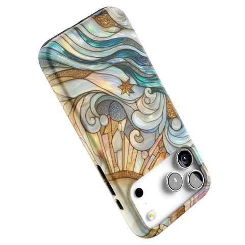 Waves & Sun Rays Stained Glass Illusion Tough Phone Case for iPhone 17 Pro Max (Feat)