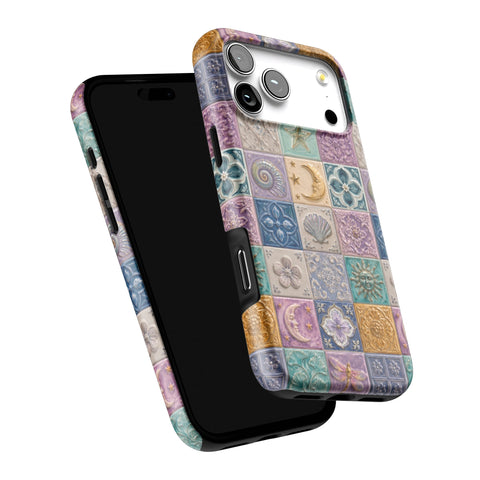Mermaid Whimsy Tiles Tough Phone Case for iPhone 17 Pro Max (Feat)