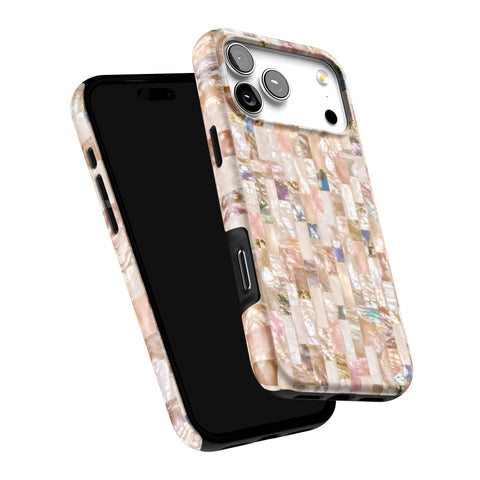 Rose Gold Abalone Shell Print Tough Phone Case for iPhone 17 Pro Max (Feat)