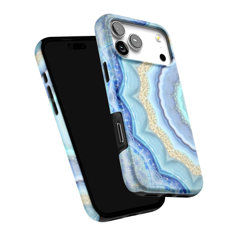 Blue Boho Tie Dye Tough Phone Case for iPhone 17 Pro Max (Feat)