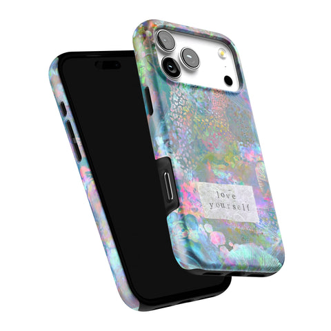 Love Yourself Pastel Abstract Art Tough Phone Case for iPhone 17 Pro Max (Feat)