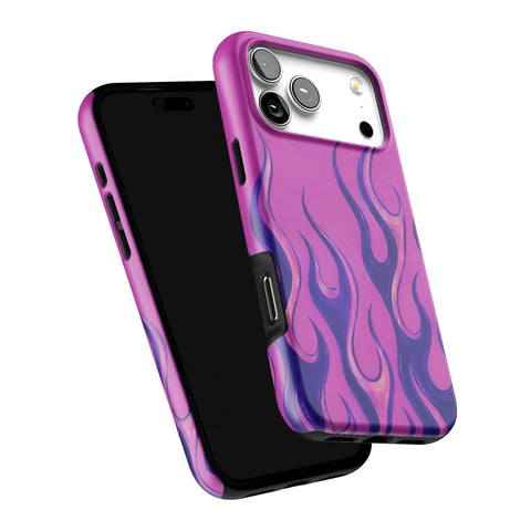 Purple Flames Y2K Tough Phone Case for iPhone 17 Pro Max (Feat)