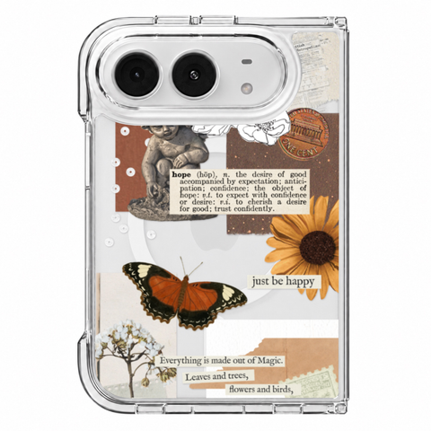 Just Be Happy Aesthetic Collage on an iPhone Duo MagSafe clear phone case — The Urban Flair