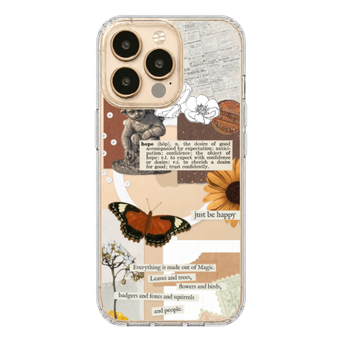 Just Be Happy Aesthetic Collage Clear Phone Case on iPhone 13 Pro Clear MagSafe case