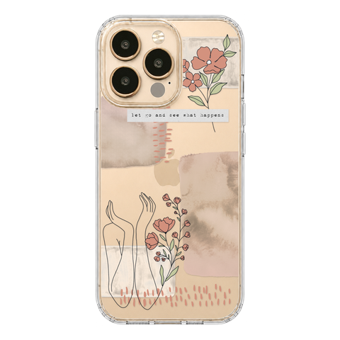 Let Go And See What Happens Collage Clear Phone Case shown on iPhone 13 Pro