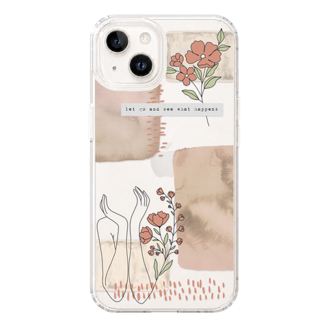 Let Go And See What Happens Collage Clear Phone Case shown on iPhone 14