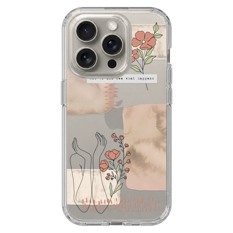 Let Go And See What Happens Collage Clear Phone Case shown on iPhone 15 Pro