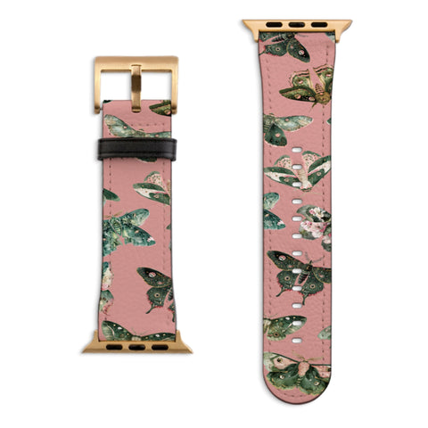 Luna Moths Apple Watch Band with Matte Gold hardware