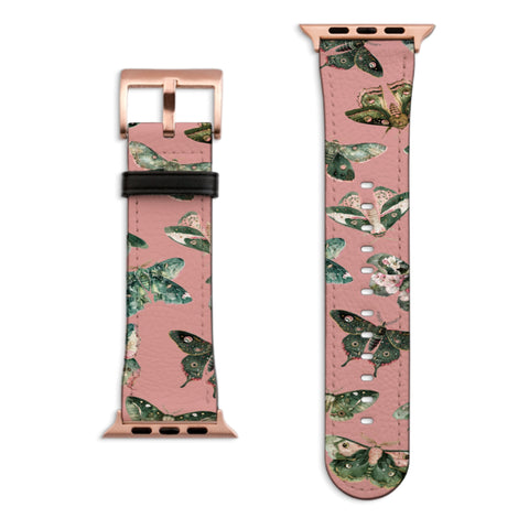Luna Moths Apple Watch Band with Matte Rose Gold hardware