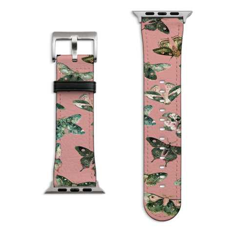 Luna Moths Apple Watch Band with Matte Silver hardware