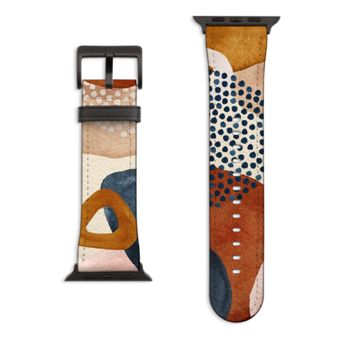 Mid-Century Organic Abstract Shapes Apple Watch Band with Matte Black hardware