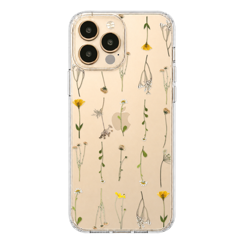 Minimal Wild Flower Print Clear Phone Case shown on iPhone 13 Pro Max