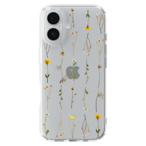 Minimal Wild Flower Print Clear Phone Case shown on iPhone 17