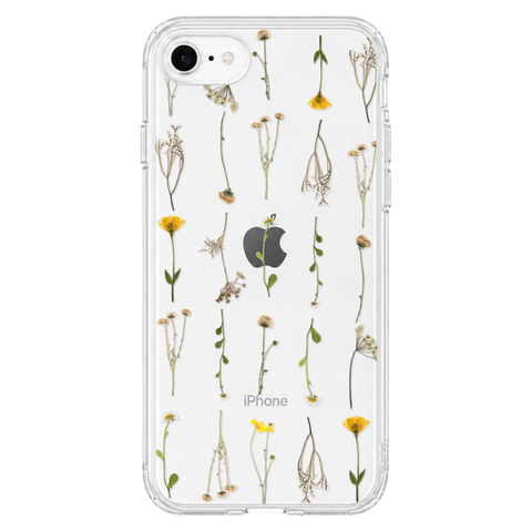 Minimal Wild Flower Print Clear Phone Case shown on iPhone 7/8