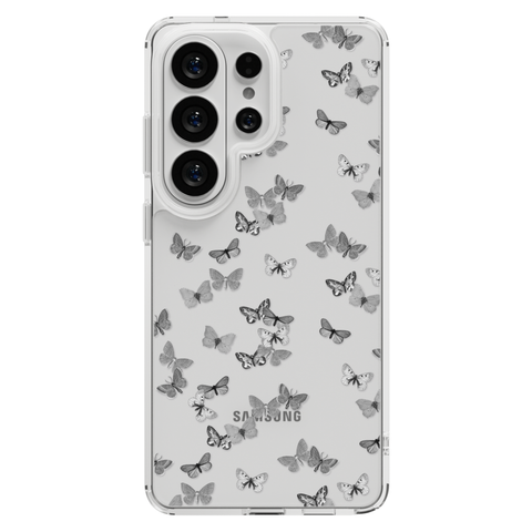 Minimalist Butterfly Clear Phone Case shown on Galaxy S25 Ultra