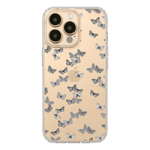 Minimalist Butterfly Clear Phone Case shown on iPhone 13 Pro