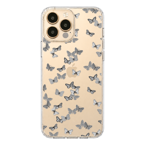 Minimalist Butterfly Clear Phone Case shown on iPhone 13 Pro Max