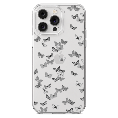 Minimalist Butterfly Clear Phone Case shown on iPhone 14 Pro Max
