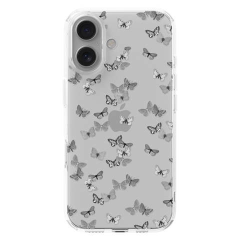 Minimalist Butterfly Clear Phone Case shown on iPhone 16