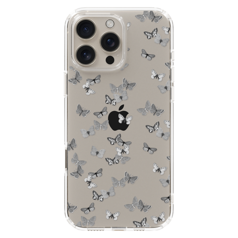 Minimalist Butterfly Clear Phone Case shown on iPhone 16 Pro Max