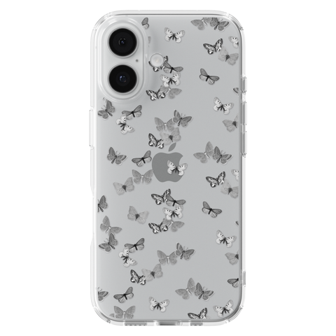 Minimalist Butterfly Clear Phone Case shown on iPhone 17