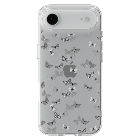 Minimalist Butterfly Clear Phone Case shown on iPhone 17 Air