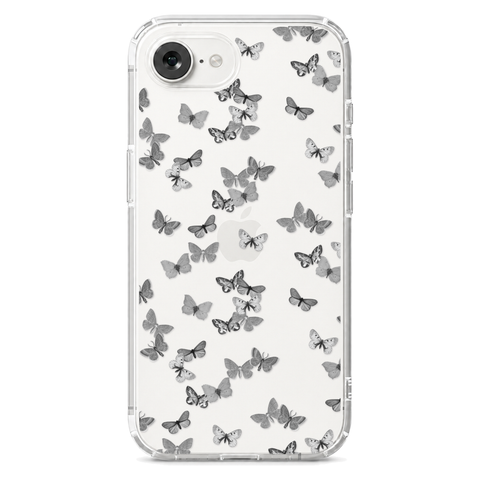 Minimalist Butterfly Clear Phone Case shown on iPhone 17e